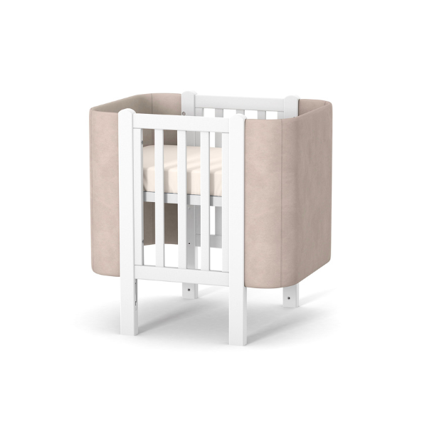 Dětská designová rostoucí postýlka Zukko Soft Gekko Kids. Kolébka a postýlka 2v1. Cappuccino / Bílá
